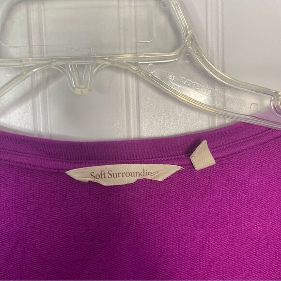 Soft Surroundings Top XS Purple Solid Long Sleeve Scoop Neck Soft Stretch Casual - Picture 2 of 5